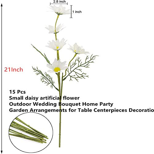 XIYUAN 15 Bundles Artificial Daisy Flowers 21" High Small Daisy Artificial Flower Outdoor Silk Flowers Fake Wildflowers Faux Greenery Shrubs Plants with - for Wedding Decoration Home Decoration