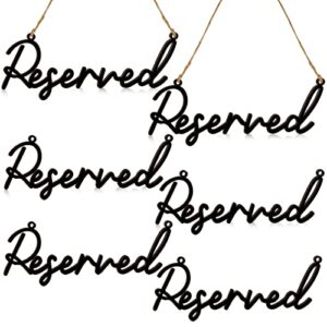 12 pcs reserved signs for wedding chairs hanging wooden reserved sign rustic wedding reserved seating sign with rope reserved table sign wooden tag reserved sign for wedding chair restaurant (black)