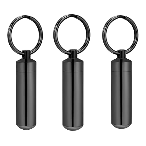 3 Pack Cremation Jewelry Urn Keychain for Ashes for Women Men Cylinder Vial Cremation Urn Necklace Keepsake Ashes Memorial Jewelry (Black Urn Keychain)