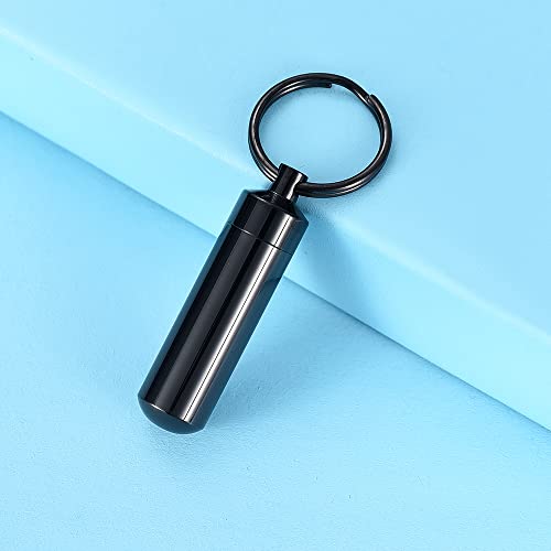 3 Pack Cremation Jewelry Urn Keychain for Ashes for Women Men Cylinder Vial Cremation Urn Necklace Keepsake Ashes Memorial Jewelry (Black Urn Keychain)