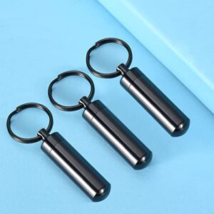 3 Pack Cremation Jewelry Urn Keychain for Ashes for Women Men Cylinder Vial Cremation Urn Necklace Keepsake Ashes Memorial Jewelry (Black Urn Keychain)