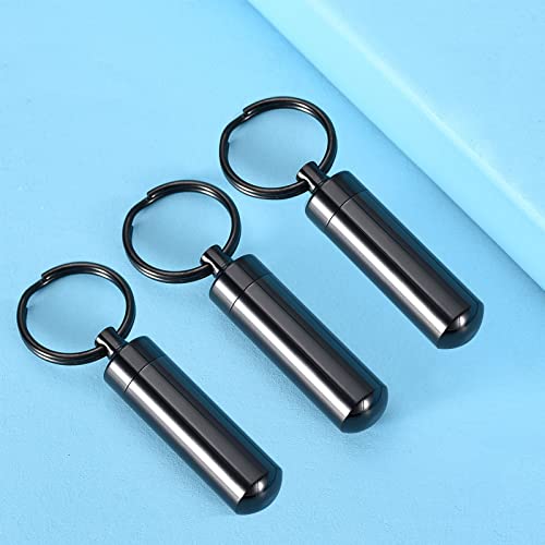 3 Pack Cremation Jewelry Urn Keychain for Ashes for Women Men Cylinder Vial Cremation Urn Necklace Keepsake Ashes Memorial Jewelry (Black Urn Keychain)