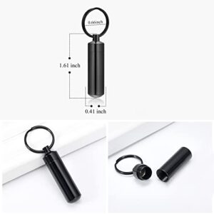 3 Pack Cremation Jewelry Urn Keychain for Ashes for Women Men Cylinder Vial Cremation Urn Necklace Keepsake Ashes Memorial Jewelry (Black Urn Keychain)