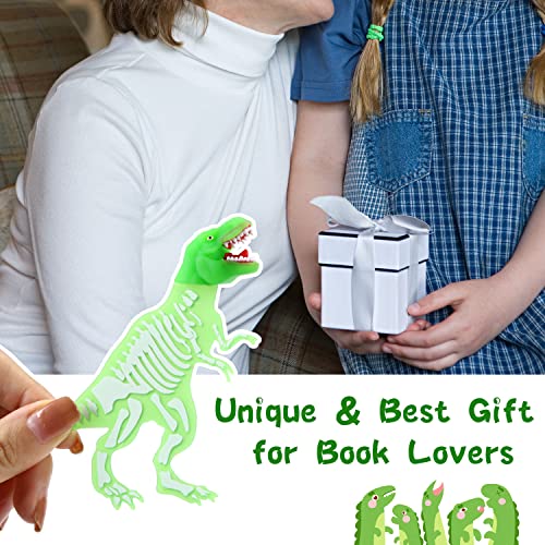 2 Pieces Funny Dinosaur Bookmark, Cool Luminous Book Markers, Cute 3D Cartoon Animal Book Marks, Pretty Unique Bookmark for Kids, Boys, Girls, Students