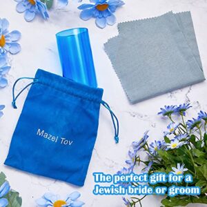 Suclain Jewish Style Wedding Chuppah Breaking Glass Blue Color Glass Vessel Wedding Engagement Gift with Drawstring Bag for Jewish Style Wedding (1 Pcs)