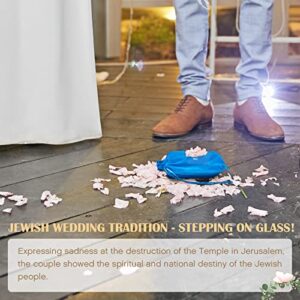 Suclain Jewish Style Wedding Chuppah Breaking Glass Blue Color Glass Vessel Wedding Engagement Gift with Drawstring Bag for Jewish Style Wedding (1 Pcs)