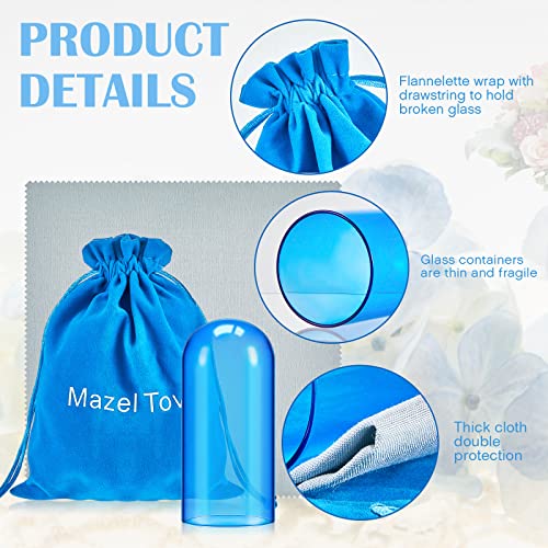 Suclain Jewish Style Wedding Chuppah Breaking Glass Blue Color Glass Vessel Wedding Engagement Gift with Drawstring Bag for Jewish Style Wedding (1 Pcs)