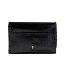 hobo jill wallet for women – snap flap closure and patterened polyester lining, compact and handy wallet black one size one size