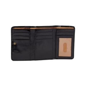 HOBO Jill Wallet For Women - Snap Flap Closure and Patterened Polyester Lining, Compact and Handy Wallet Black One Size One Size