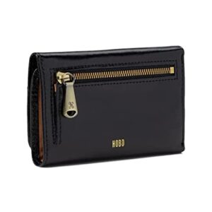 HOBO Jill Wallet For Women - Snap Flap Closure and Patterened Polyester Lining, Compact and Handy Wallet Black One Size One Size
