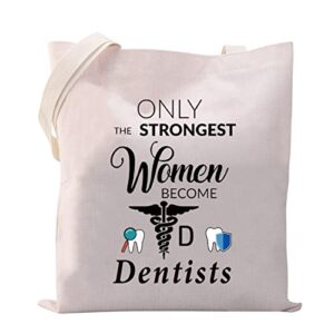 vamsii dentist tote bag female dentist gifts shoulder bag dental assistant gifts for women orthodontist gifts (only the strongest women become dentists)