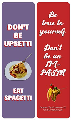 Creanoso Funny Food Sayings Bookmarks (30-Pack) – Six Assorted Quality Bookmarker Cards Bulk Set – Premium Gift for Food Lovers, Chefs, Cooks, Men & Women, Adults – Corporate Giveaways