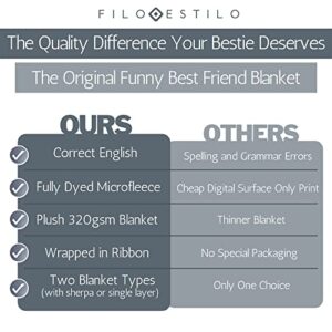 FILO ESTILO Funny Best Friend Birthday Gifts for Women, Best Friend Blanket, Unique Friendship Throw Full of Fun Gag Quotes and Sayings for Bestie, BFF, Long Distance 60x50 Inches (Grey, Fleece)