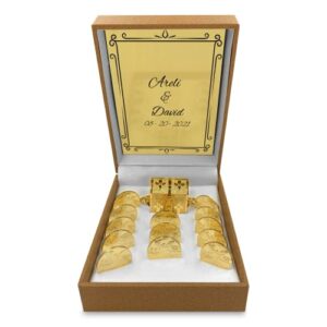 customizable wedding unity coins 24k gold plated with case, treasure box, arras matrimoniales (virgen)