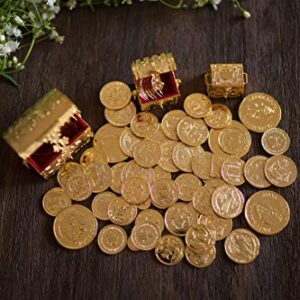Customizable Wedding Unity Coins 24K Gold Plated with Case, Treasure Box, Arras Matrimoniales (Virgen)