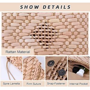 KUANG! Womens Straw Clutch Purse Handbag Shoulder Clutch Envelope Wallet Beach Straw Purse for Ladies (Khaki)