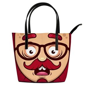 fashionable women’s handbag tote bag, funny cartoon faceprinted shoulder bag is light and durable