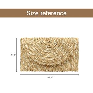 Freie Liebe Straw Clutch Bag for Women Summer Clutch Purses Beach Envelope Wallet Woven Handbags