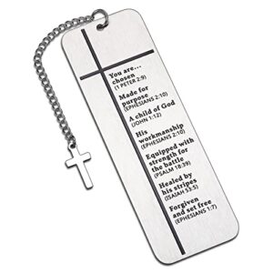 Christian Gifts Bookmarks for Women Men Son Daughter Christmas Birthday Religious Presents Adult Girl Boy Baptism Gift Bible Book Marker with Chain Cross for Catholic Friend Sister Coworker Booklover