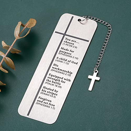 Christian Gifts Bookmarks for Women Men Son Daughter Christmas Birthday Religious Presents Adult Girl Boy Baptism Gift Bible Book Marker with Chain Cross for Catholic Friend Sister Coworker Booklover