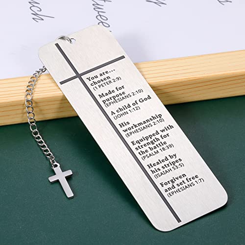 Christian Gifts Bookmarks for Women Men Son Daughter Christmas Birthday Religious Presents Adult Girl Boy Baptism Gift Bible Book Marker with Chain Cross for Catholic Friend Sister Coworker Booklover