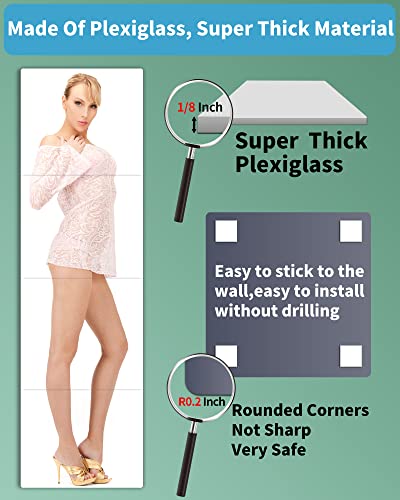 Shatterproof Wall Mirror Full Length,Mirror for Bedroom，Plexiglass Gym Mirrors For Home Gym,Extra Thick: 1/8",12"x12"x4Pcs,Workout Mirrors Safe for Kids,Over The Door Mirror Long Wall Mounted