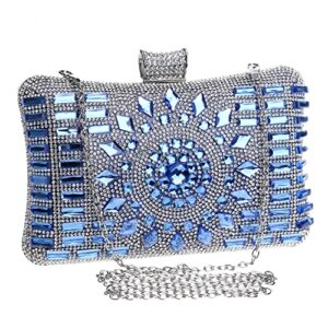 acrylic women evening bag diamonds purse handbags chain shoulder wedding party evening clutches messenger bag christmas (blue)