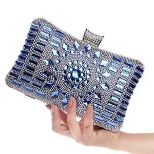 Acrylic Women Evening Bag Diamonds Purse Handbags Chain Shoulder Wedding Party Evening Clutches Messenger Bag Christmas (Blue)