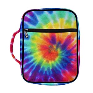 buybai tie dye printed women bible cover with tote handle, durable book carrying bags large size, church bible study case bags