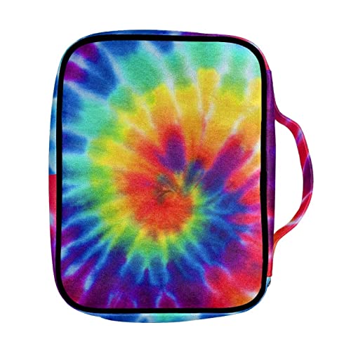 Buybai Tie Dye Printed Women Bible Cover with Tote Handle, Durable Book Carrying Bags Large Size, Church Bible Study Case Bags