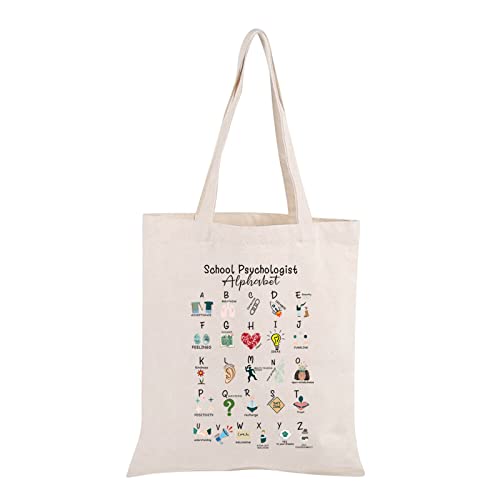 MBMSO School Psychologist Canvas Tote Bag Thank You Gift for School Psychologist School Psych Shopping Bag Book Bag End of Term Gift (School Psychologist Tote)