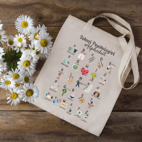 MBMSO School Psychologist Canvas Tote Bag Thank You Gift for School Psychologist School Psych Shopping Bag Book Bag End of Term Gift (School Psychologist Tote)