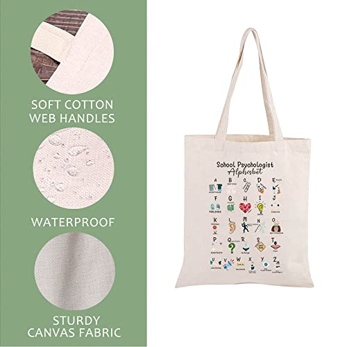 MBMSO School Psychologist Canvas Tote Bag Thank You Gift for School Psychologist School Psych Shopping Bag Book Bag End of Term Gift (School Psychologist Tote)