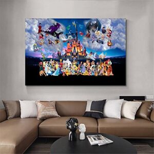 HHOOO Beauty And The Beast Characters Castle Children Mickey Princess Villain Poster Decorative Painting Canvas Wall Art Living Room Posters Bedroom Painting 16x24inch(40x60cm)