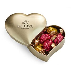 godiva chocolatier assorted chocolate gift box heart-shaped tin, 12-ct.