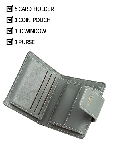 VASETA Small Womens Wallet Pocket Card Case Purse PU Leather Bifold Compact RFID Blocking with ID Window