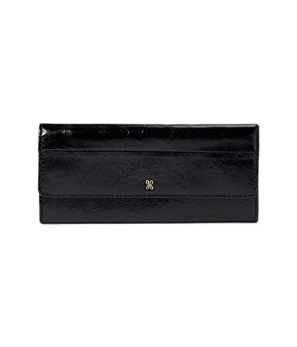 HOBO Jill Large Trifold Clutch For Women - Leather Construction With Mettalic Accent On Exterior, Gorgeous and Stunning Clutch Wallet Black One Size One Size