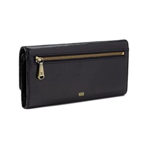 HOBO Jill Large Trifold Clutch For Women - Leather Construction With Mettalic Accent On Exterior, Gorgeous and Stunning Clutch Wallet Black One Size One Size