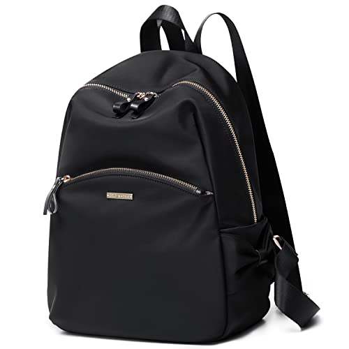 GOLF SUPAGS Stylish Backpack Purse for Women Girls Casual Travel Daypack Mini Backpack Handbag Nylon Bookbag (Black)