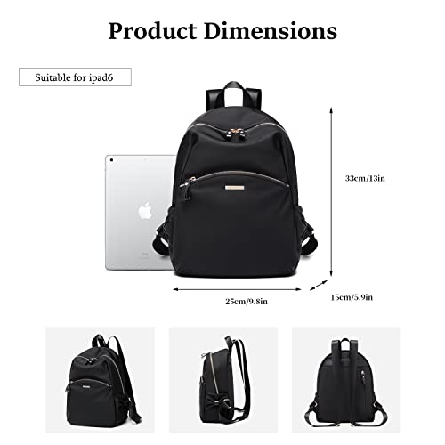 GOLF SUPAGS Stylish Backpack Purse for Women Girls Casual Travel Daypack Mini Backpack Handbag Nylon Bookbag (Black)