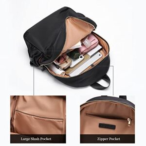 GOLF SUPAGS Stylish Backpack Purse for Women Girls Casual Travel Daypack Mini Backpack Handbag Nylon Bookbag (Black)