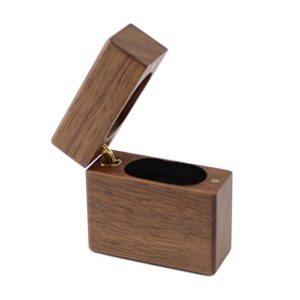 Wooden Slim Proposal Engagement Ring Box, Walnut Flip Lid Ring Box for Proposal Wedding Ring Storage