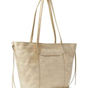 HOBO Kingston Small Tote Bag For Women - Hide Leather Construction With Zippered Top Closure, Chic and Durable Hand Bag Gold One Size One Size