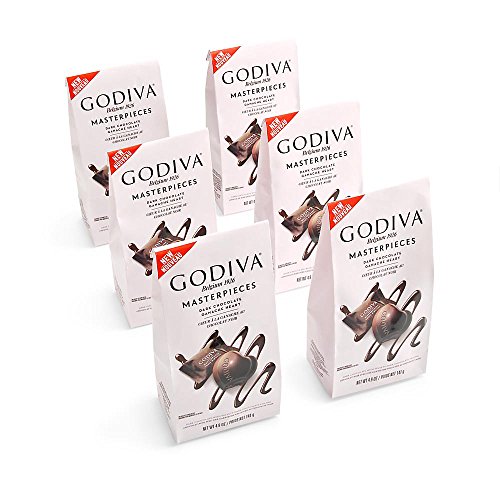 Godiva Chocolatier Masterpiece Dark Chocolate Ganache Hearts Bags, Chocolate Treats, Chocolate Snacks, Gourmet Chocolates, Chocolate Truffles, Office Treats, Set of 6, 4.9 Ounce