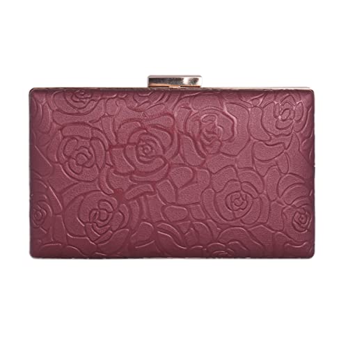 Womens Hardcase Clutch Party Handbag Elegant Evening bag Shoulder Bag,Winered