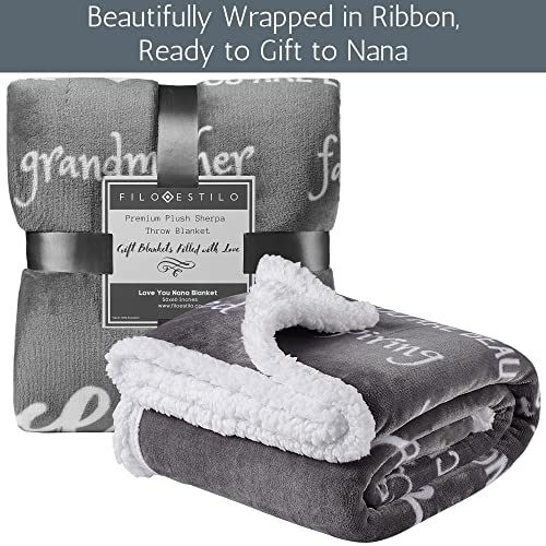 FILO ESTILO Nana Gifts for Mothers Day, Birthday, Nana Blanket from Grandkids, Happy Birthday Gifts for Nana, Nana Gifts from Granddaughter, Grandson (Grey, Sherpa)