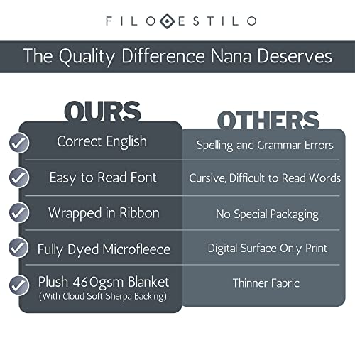 FILO ESTILO Nana Gifts for Mothers Day, Birthday, Nana Blanket from Grandkids, Happy Birthday Gifts for Nana, Nana Gifts from Granddaughter, Grandson (Grey, Sherpa)