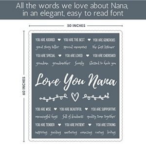 FILO ESTILO Nana Gifts for Mothers Day, Birthday, Nana Blanket from Grandkids, Happy Birthday Gifts for Nana, Nana Gifts from Granddaughter, Grandson (Grey, Sherpa)