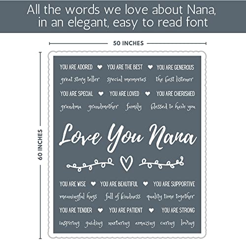 FILO ESTILO Nana Gifts for Mothers Day, Birthday, Nana Blanket from Grandkids, Happy Birthday Gifts for Nana, Nana Gifts from Granddaughter, Grandson (Grey, Sherpa)