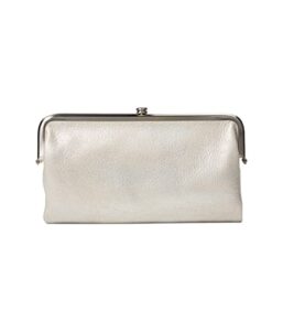 hobo lauren clutch wallet – soft leather construction with kiss lock closure, interior zipper pocket, and card slots silver 1 one size one size